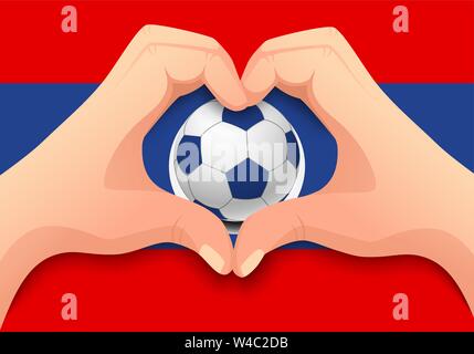 Laos drapeau et côté cœur. Fond nationale de football. Ballon de soccer avec le drapeau du Laos vector illustration Illustration de Vecteur