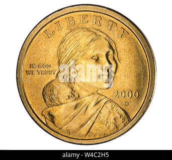 Pièce de un dollar en détail isolé Banque D'Images