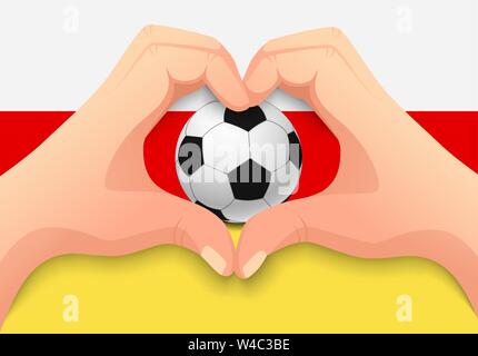 L'Ossétie du Sud et du pavillon en forme de coeur à la main. Fond nationale de football. Ballon de soccer avec le drapeau de l'Ossétie du vector illustration Illustration de Vecteur