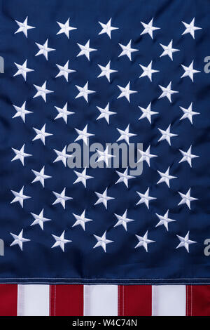 USA American United States flag avec étoile brodée closeup Banque D'Images