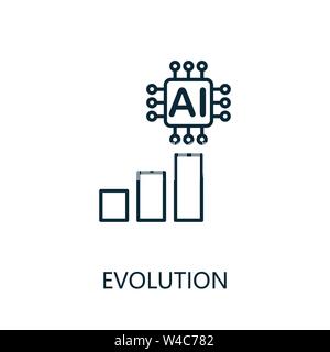 L'icône de la ligne fine de l'évolution. Creative Design simple de l'intelligence artificielle icons collection. L'évolution de l'icône Contour design web et applications mobiles Illustration de Vecteur