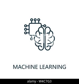 Icône de ligne mince d'apprentissage machine. Design simple et créatif de la collection d'icônes d'intelligence artificielle. Présenter l'icône d'apprentissage machine pour la conception Web Illustration de Vecteur