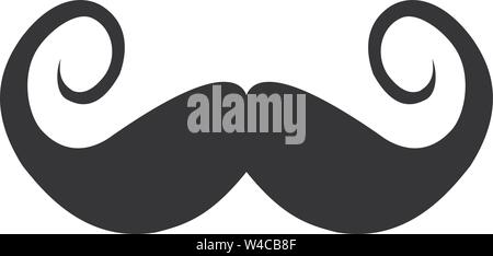 Noir et blanc plat simple icône moustache vector illustration Illustration de Vecteur