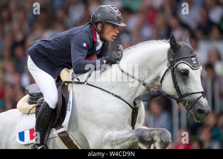 Olivier ROBERT, FRA, sur Vangog du Mas Garnier, promotion, Mercedes-Benz Nations Cup, compétition de saut de l'équipe avec deux tours, le 18.07.2019, World Equestrian Festival, CHIO Aachen 2019 à partir de 16.07 - 21.07.2019 à Aix-la-Chapelle (Allemagne) ; l'utilisation dans le monde entier | Banque D'Images