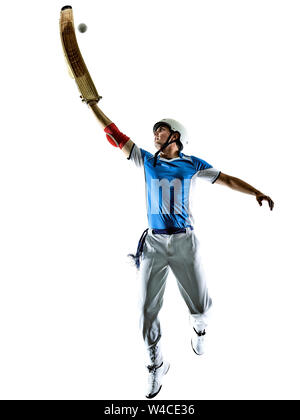 Un caucasian Jai alai pelote basque Cesta Punta player homme isolé sur fond blanc silhouette Banque D'Images