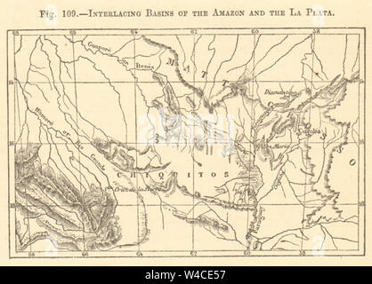 Amazon et La Plata. Le Brésil. Mato Grosso la Bolivie. Petit croquis 1886 Banque D'Images