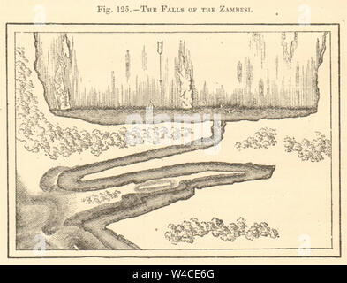 Chutes Zambèze. Zambie Zimbabwe. Victoria Falls, fleuve Zambèze. Croquis 1886 Banque D'Images