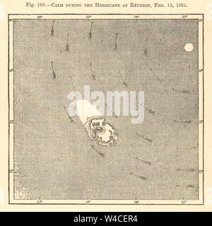 Calme au cours de la réunion à l'ouragan, Feb 15, 1861. L'île de la réunion. Croquis 1886 Banque D'Images