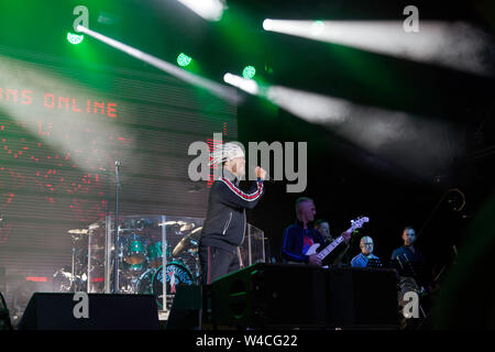 Jamiroquai, garniture sur la scène principale, le jour 2 de l'Onblackheath Music Festival 2019 Banque D'Images