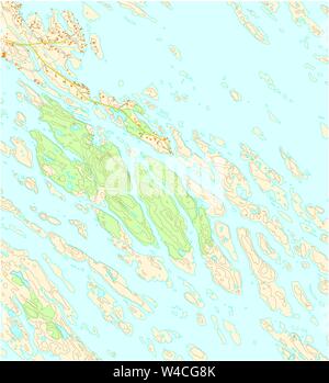 Carte topographique du territoire imaginaire avec les rivières, les lacs, les forêts et les routes Illustration de Vecteur