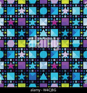 Objets géométriques psychédéliques sur fond noir motif transparent vector illustration Illustration de Vecteur
