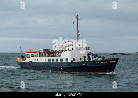 Le MS Oldenburg, un traversier de passagers britanniques, lancé en 1958. Fonctionne entre Ilfracombe, Lundy Island, et à Bideford Devon, Angleterre. Banque D'Images