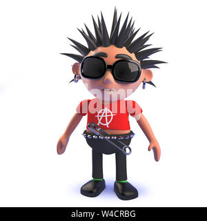 L'image de rendu 3D d'un punk rocker 3d personnage debout, songeur Banque D'Images