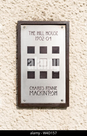 Le Hill House 1902 - 04 Charles Rennie Mackintosh signe extérieur de l'entrée, Helensburgh, Ecosse, Royaume-Uni Banque D'Images