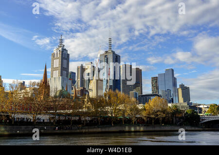 La rivière Yarra Melbourne. Image paysage urbain de Melbourne, Australie Banque D'Images