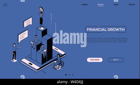 La croissance financière - ligne style design bannière web isométrique Illustration de Vecteur