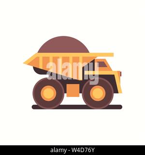 Jaune lourd camion dumper avec machine industrielle du charbon des mines de minéraux utiles production minière équipement professionnel transport concept plate horizontale Illustration de Vecteur