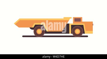 Jaune lourd camion dumper machine industrielle de la production des mines de charbon des mines de l'équipement professionnel transport concept plate horizontale vector illustration Illustration de Vecteur