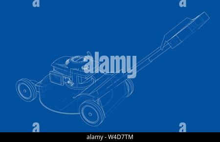 Contours tondeuse vecteur. Style fil de fer. Les couches de lignes visibles et invisibles. 3D illustration Illustration de Vecteur