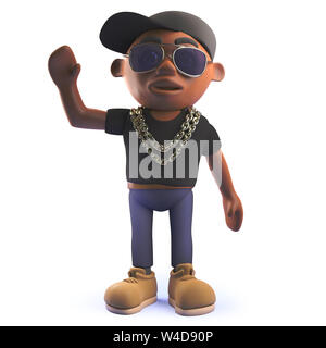 D'une image de rendu 3D noir rappeur hip hop personnage forme bonjour Banque D'Images