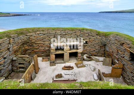 L'aménagement intérieur de l'une des maisons de Skara Brae. Banque D'Images