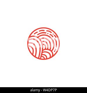 Vecteur rouge logo. Nature ronde Farmer products emblème. Abstract road et sun ou d'arbres dans un cercle Illustration de Vecteur