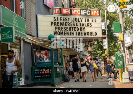 Le Théâtre de la SFI à Greenwich Village à New York, le Samedi, Juillet 20, 2019. Le théâtre est affilié à l'Independent Film Channel et montre les films en dehors des circuits de distribution. (© Richard B. Levine)