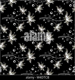 Beau motif transparent avec des fleurs. Illustration de Vecteur