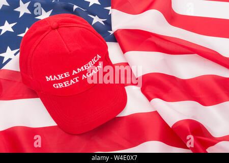 Casquette Donald Trump Élection 2024 MAGA USA - Rouge Réglable Coton