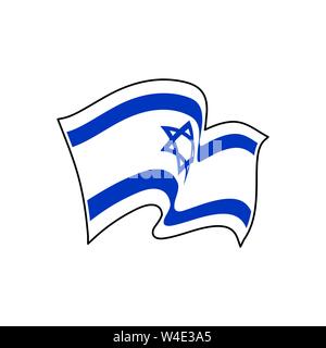 Le drapeau national d'Israël. Illustration vectorielle, d'un drapeau de Sion, hexagram, étoile de David bleue sur fond blanc. Illustration de Vecteur