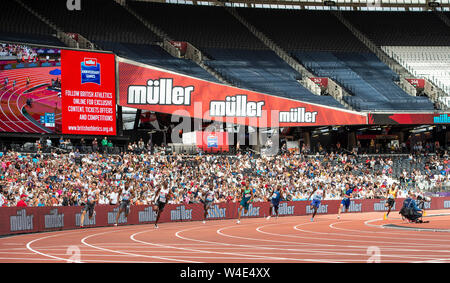 Londres, ANGLETERRE - 21 juillet : (L-R) Zhenye Xie, Nathaniel Mitchell-Blake, Miguel Francis, Alonso Edward, Aldemir, Mario Junior Burke, Shemar Boldizsar, Y Banque D'Images