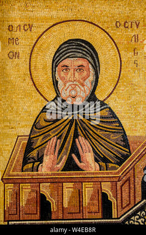 La mosaïque de saint Siméon à Saint George's Greek Orthodox Church, Madaba Jordanie Banque D'Images