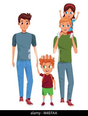 Les jeunes parents Famille avec enfants cartoon Illustration de Vecteur