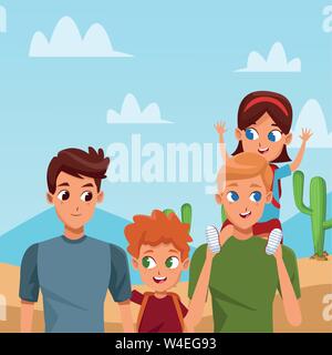 Les jeunes parents Famille avec enfants cartoon Illustration de Vecteur