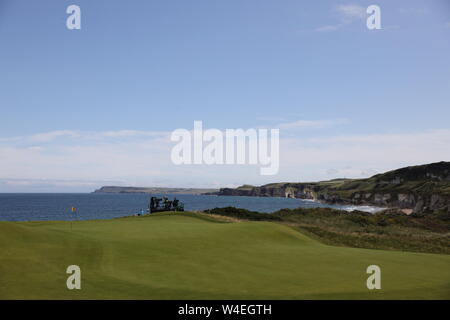 Une vue générale de la 5ème trou vert pendant le troisième tour de la 148e British Open Championship au Royal Portrush Golf Club dans le comté d'Antrim, Irlande du Nord, le 20 juillet 2019. Credit : Koji Aoki/AFLO SPORT/Alamy Live News Banque D'Images