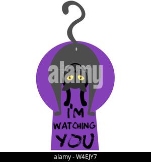 T-shirts cartoon cat en regardant, avec les mots que je suis en train de regarder vous Illustration de Vecteur