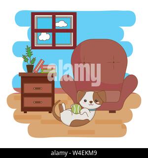 Design dessin animé chien mascotte, animal mignon chiot nature et thème Vector illustration Illustration de Vecteur