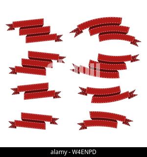 Télévision rubans bannières vecteur contexte isolé. Rouge ruban coloré. Définir des rubans ou des bannières. Vector illustration Illustration de Vecteur