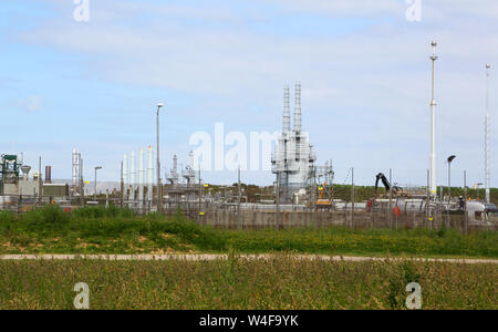 Au terminal de gaz de la mer du Nord sur la côte de Norfolk bacton Banque D'Images