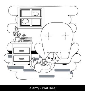 Design dessin animé chien mascotte, animal mignon chiot nature et thème Vector illustration Illustration de Vecteur