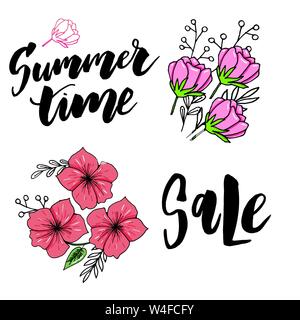 Summer Vintage avec cartes florales Fleurs hortensias et des fleurs de jardin botanique, merci hortensia naturel Illustration Illustration de Vecteur