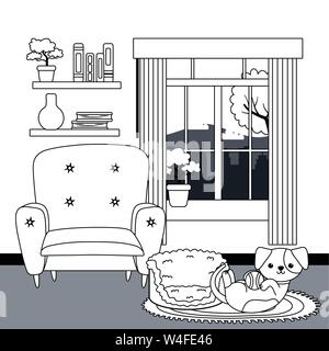 Design dessin animé chien mascotte, animal mignon chiot nature et thème Vector illustration Illustration de Vecteur