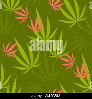 Modèle transparent avec des feuilles de chanvre. Illustration vectorielle Stock. Illustration de Vecteur