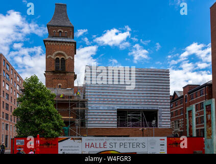 Le Centre d'extension à Oglesby Hallé Saint Pierre en construction 19 juin, salle de découpe, carrés, 4Rs Salford-manchester Manchester, Angleterre, RU Banque D'Images