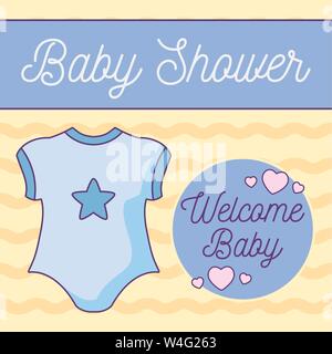 Carte de douche de bébé avec des vêtements kid vector illustration design Illustration de Vecteur