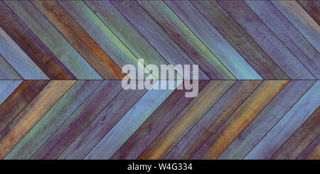 Type de parquet en bois transparente texture (chevron horizontal bleu divers) Banque D'Images