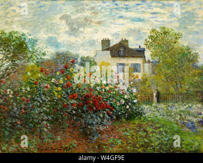 Claude Monet, le jardin de l'artiste à Argenteuil, (Un coin du jardin avec Dahlias), peinture impressionniste, 1873-1874 Banque D'Images