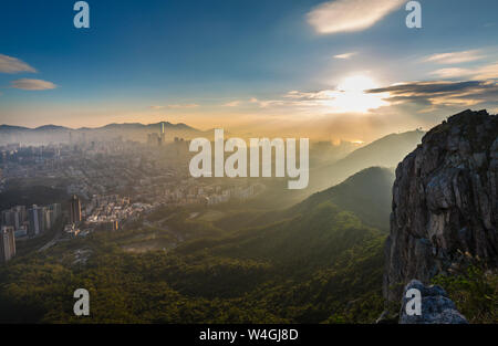 Lion Rock Country Park et Kowloon, Hong Kong, Chine Banque D'Images