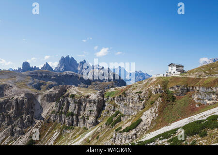 Tre Cime di Lavaredo, Parc Naturel Tre Cime, UNESCO World Heritage Site Naturel, Sexten Dolomites, Italie Banque D'Images