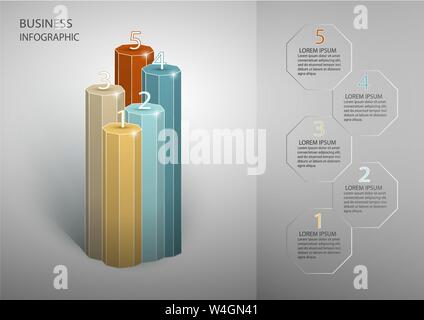 Conception infographiques vecteur peut être utilisé pour la mise en page de workflow, diagramme, rapport annuel, web design. Concept d'affaires avec 5 options, comme suit. Illustration de Vecteur